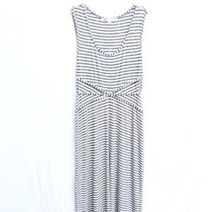 Large L Max Studio Maxi Sleeveless Stripes Grey Dress Summer Dresses Women’s